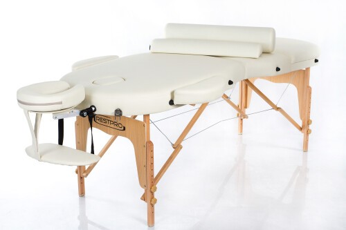 RESTPRO® VIP OVAL 3 CREAM Massage Table + Massage Bolsters