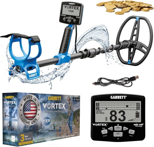 Metal Detector Garrett Vortex VX9 with 8.5" x 11" DD Vortex Raider™ Searchcoil