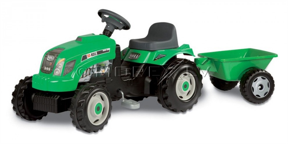 Childrens Tractor with trailer - Smoby Green (toy)