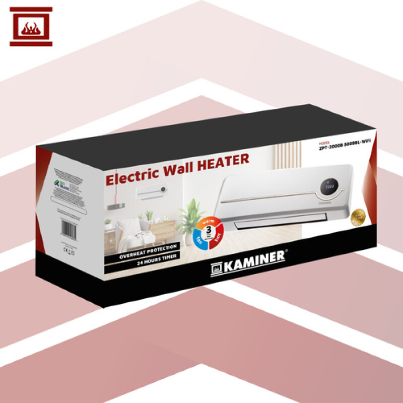 Seinale kinnitatav elektriradiaator 1000W / 2000W taimeriga, valge