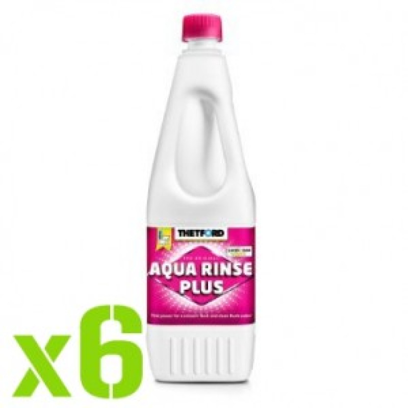 6 x Thetford Aqua Rinse Plus 1,5L (65ml/10l) – vedelik ülemise paagi jaoks