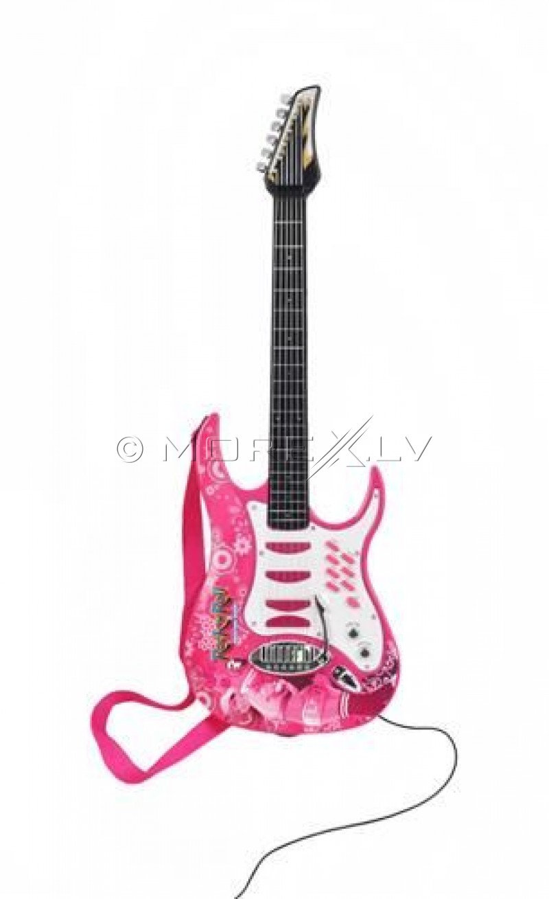 Toy Electric Guitar With an Amplifier and a Microphone