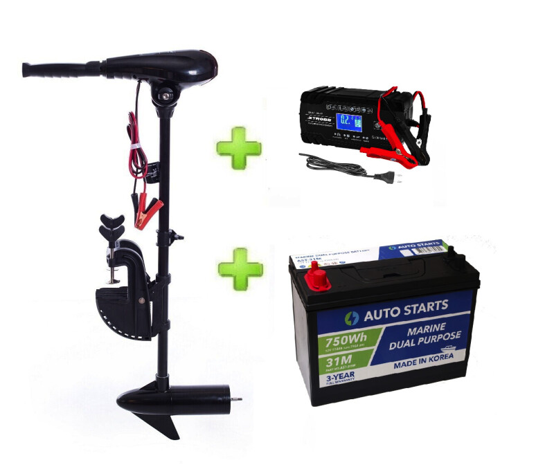 NERAUS NRS 55X + аккумулятор Marine Dual Purpose Battery 110Ah + XTROBB зарядное устройство 8A/4A